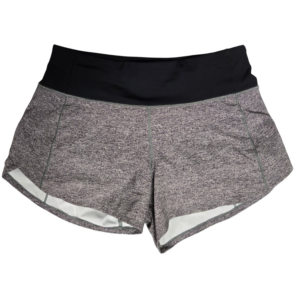 Lululemon Speed Up Short 4 Tall Heathered Gray Black Running Shorts Size 4